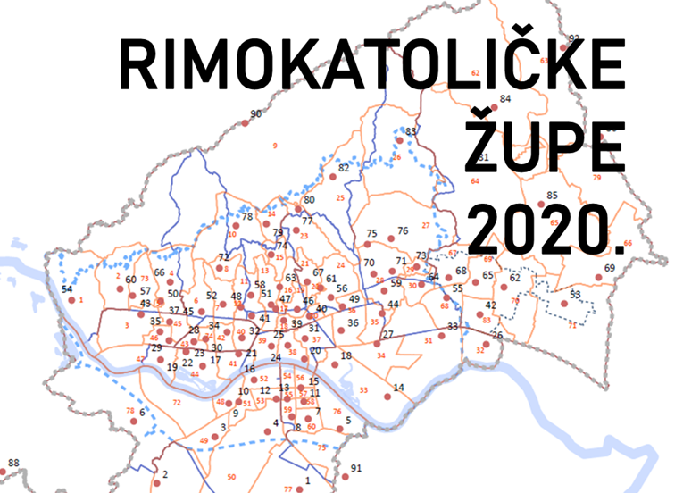 Rimokatoličke župe na području Grada Zagreba, 2020.